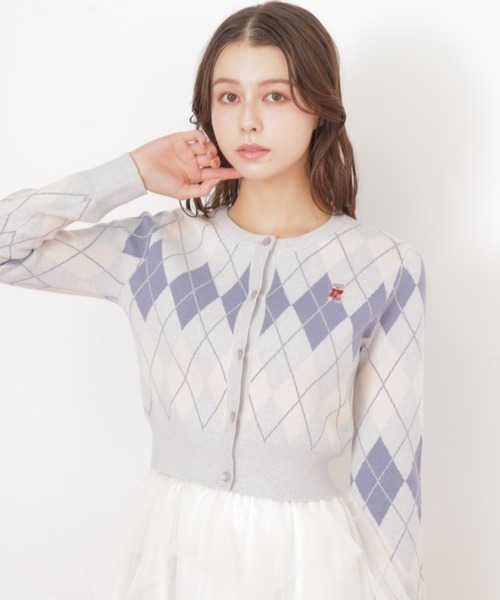 JILL by JILL STUART（ジルバイジルスチュアート）の「◇＜BEARシリーズ＞アーガイルカーディガン（ニット/セーター・レディース・ブラウン/ピンク/ネイビー/ブルー・FREE）」の21枚目の写真