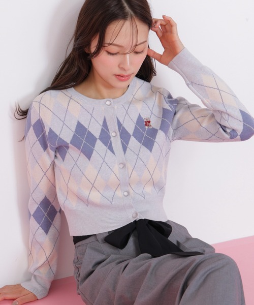 JILL by JILL STUART（ジルバイジルスチュアート）の「◇＜BEARシリーズ＞アーガイルカーディガン（ニット/セーター・レディース・ブラウン/ピンク/ネイビー/ブルー・FREE）」の20枚目の写真