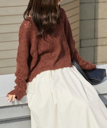 AO2 | Boat-Neck Knit / 透かし編み ボートネック ニット(ニット/セーター)