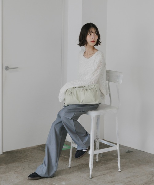 AO2（アオズ）の「Boat-Neck Knit / 透かし編み ボートネック ニット（ニット/セーター・レディース・ダークグレー/ネイビー/ホワイト/ブラウン・FREE）」の8枚目の写真