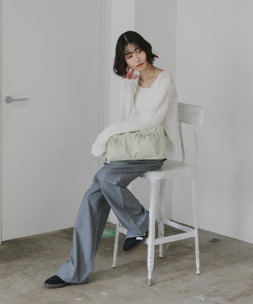 AO2（アオズ）の「Boat-Neck Knit / 透かし編み ボートネック ニット（ニット/セーター・レディース・ダークグレー/ネイビー/ホワイト/ブラウン・FREE）」の9枚目の写真