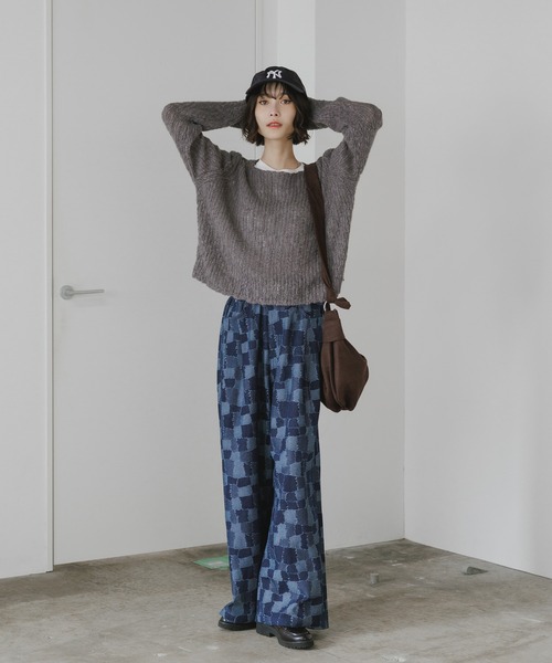 AO2（アオズ）の「Boat-Neck Knit / 透かし編み ボートネック ニット（ニット/セーター・レディース・ダークグレー/ネイビー/ホワイト/ブラウン・FREE）」の15枚目の写真