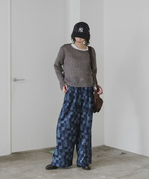 AO2（アオズ）の「Boat-Neck Knit / 透かし編み ボートネック ニット（ニット/セーター・レディース・ダークグレー/ネイビー/ホワイト/ブラウン・FREE）」の17枚目の写真