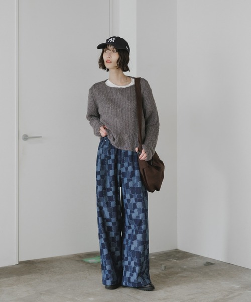 AO2（アオズ）の「Boat-Neck Knit / 透かし編み ボートネック ニット（ニット/セーター・レディース・ダークグレー/ネイビー/ホワイト/ブラウン・FREE）」の18枚目の写真