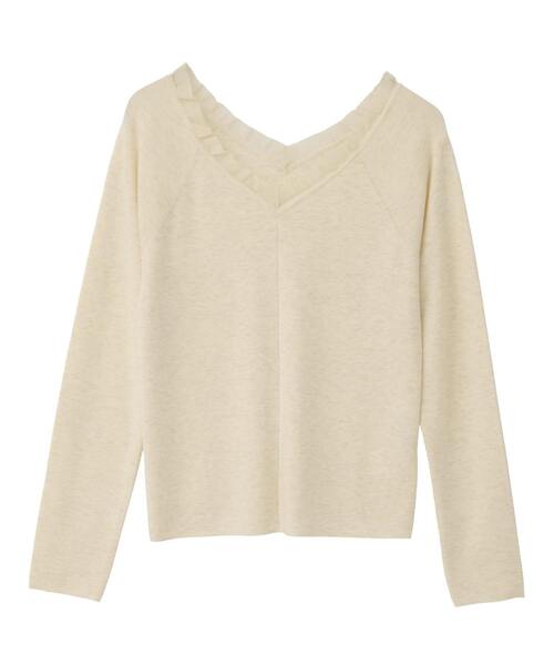 SOFFITTO（ソフィット）の「オフショルダーVネックニット（ニット/セーター・レディース・オフホワイト/トップグレー/レッド・FREE）」の2枚目の写真