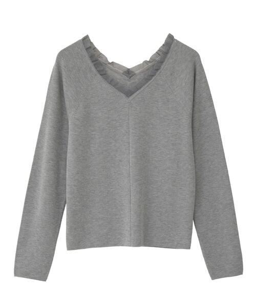 SOFFITTO（ソフィット）の「オフショルダーVネックニット（ニット/セーター・レディース・オフホワイト/トップグレー/レッド・FREE）」の3枚目の写真