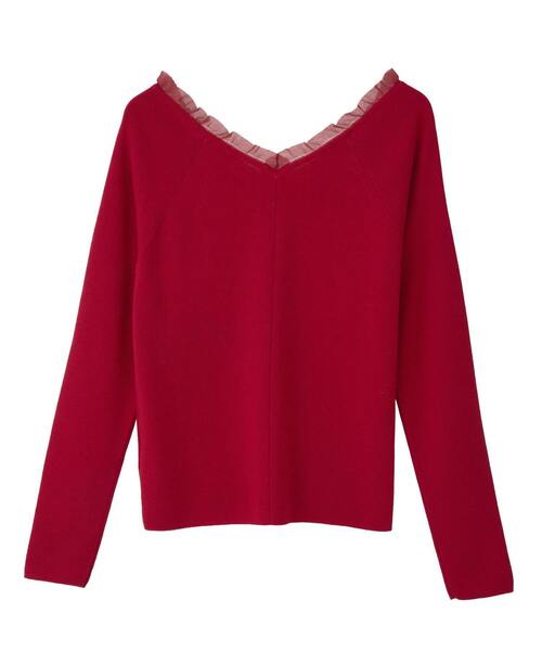 SOFFITTO（ソフィット）の「オフショルダーVネックニット（ニット/セーター・レディース・オフホワイト/トップグレー/レッド・FREE）」の8枚目の写真