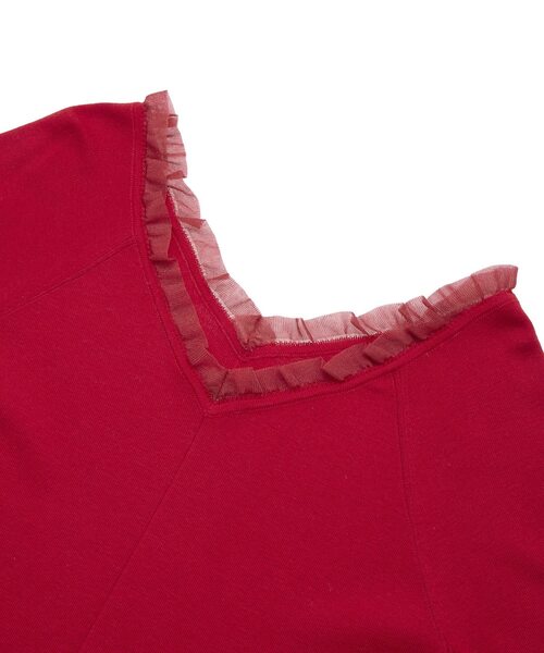 SOFFITTO（ソフィット）の「オフショルダーVネックニット（ニット/セーター・レディース・オフホワイト/トップグレー/レッド・FREE）」の9枚目の写真