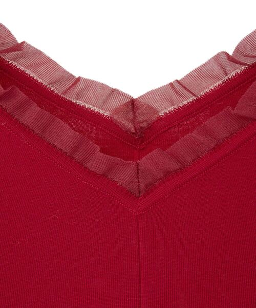 SOFFITTO（ソフィット）の「オフショルダーVネックニット（ニット/セーター・レディース・オフホワイト/トップグレー/レッド・FREE）」の6枚目の写真