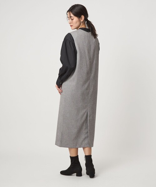 green label relaxing（グリーンレーベルリラクシング）の「［size SHORTあり］キーネック ジャンパースカート（ジャンパースカート・レディース・ネイビー/ナチュラル/グレー系・SHORT/FREE）」の22枚目の写真