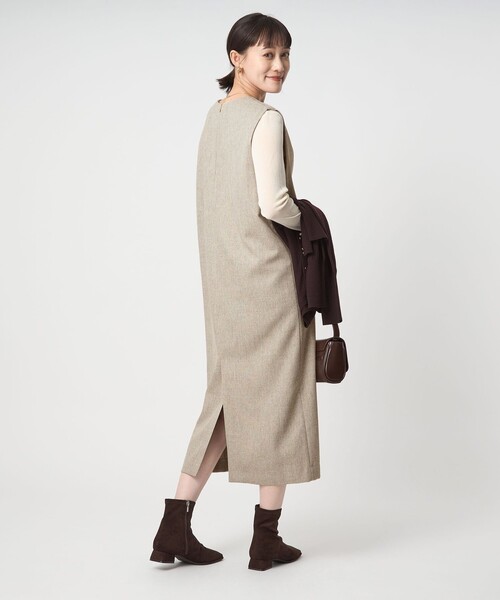 green label relaxing（グリーンレーベルリラクシング）の「［size SHORTあり］キーネック ジャンパースカート（ジャンパースカート・レディース・ネイビー/ナチュラル/グレー系・SHORT/FREE）」の10枚目の写真