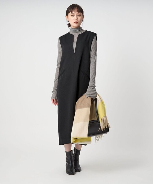 green label relaxing（グリーンレーベルリラクシング）の「［size SHORTあり］キーネック ジャンパースカート（ジャンパースカート・レディース・ネイビー/ナチュラル/グレー系・SHORT/FREE）」の8枚目の写真