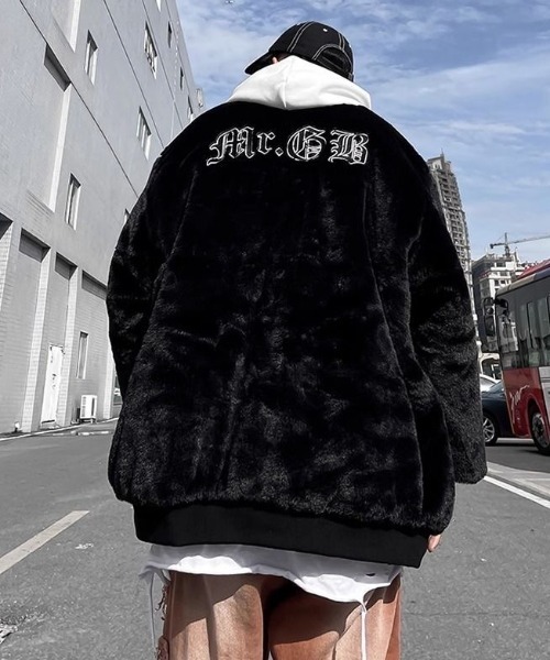 セール】もこもこフェイクファーBIGノーカラージャケット（ノーカラー