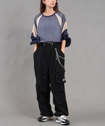 チェーン付スェードアシメカーゴパンツ