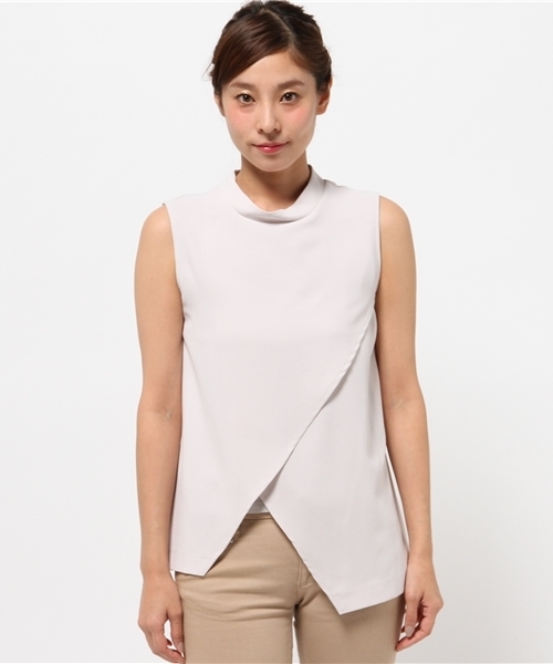 OUTLET（アウトレット）の「【CAPRICIEUX LE'MAGE】ハイネックアシメタンク（シャツ/ブラウス・レディース・キャメル/ブラック/グレイッシュベージュ・FREE）」の8枚目の写真