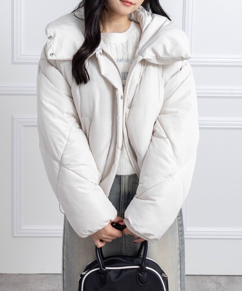 CLEAR BASIC（クリアベーシック）の「ダイヤキルト中綿ダウン［大人 カジュアル 着回し力抜群］≪AW新作≫（ダウンジャケット/コート・レディース・アイボリー/ブラック・F）」の22枚目の写真