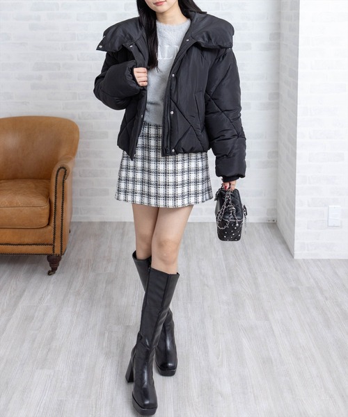 CLEAR BASIC（クリアベーシック）の「ダイヤキルト中綿ダウン［大人 カジュアル 着回し力抜群］≪AW新作≫（ダウンジャケット/コート・レディース・アイボリー/ブラック・F）」の21枚目の写真