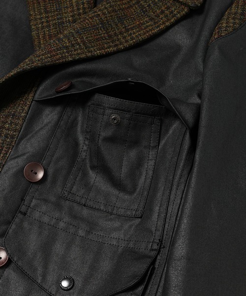 JUNYA WATANABE MAN(ジュンヤワタナベマン)の「「FILSON」W-NAME COTTON OXFORD COATING×WOOL CHECK TWEED COAT(その他アウター・メンズ・ブラック×カーキ・S/XS/L/M)」の4枚目の写真