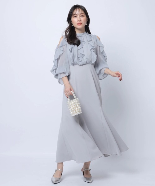 アプワイザーリッシェ　ショルダーフリルドッキングワンピース　新作　美品 ショルダーフリルドッキングワンピース（ワンピース）｜Apuweiser