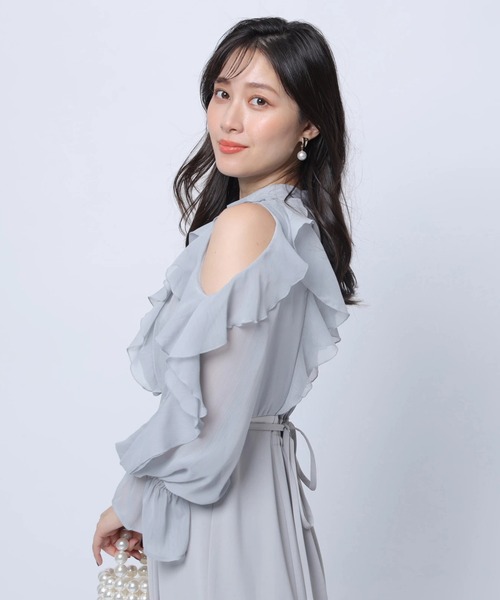 ショルダーフリルドッキングワンピース（ワンピース）｜Apuweiser