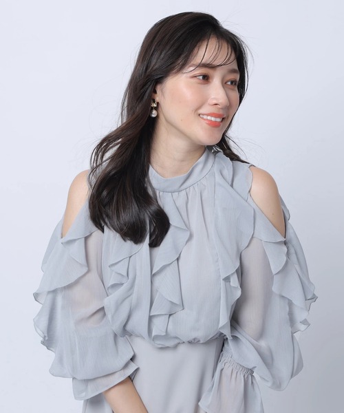 ショルダーフリルドッキングワンピース（ワンピース）｜Apuweiser