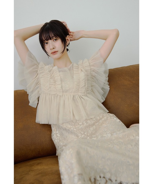 niana（ニアナ）の「【低身長用サイズあり】チュールフリルペプラム