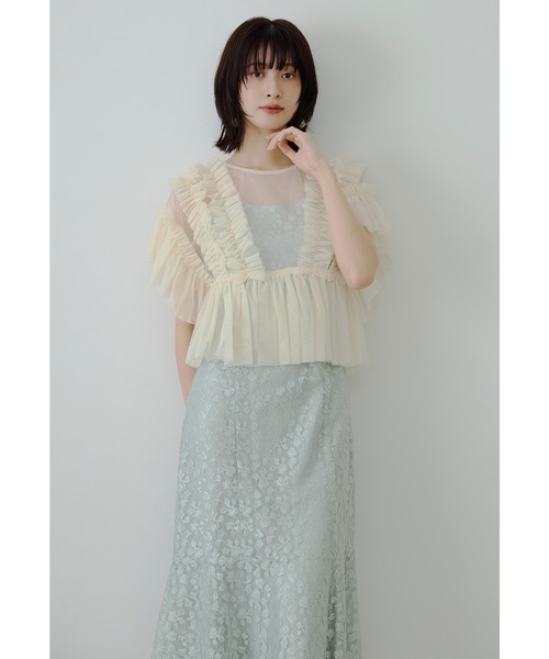 niana(ニアナ)の「【低身長用サイズあり】チュールフリルペプラムブラウスセットドレス 2点セット レース キャミワンピース 結婚式 成人式 二次会 同窓会 入学式 卒業式 パーティードレス オケージョンドレス お呼ばれ(ドレス・レディース・ブルーグレー/ベージュ/グリーン系その他・S-Short/M/L)」の13枚目の写真