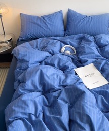 Fun & Daily（ファンアンドデイリー）の「F&D : 4ピース ストライプ ベッドカバー 枕カバー 寝具（ダブルサイズ）（寝具）」