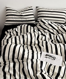 Fun & Daily（ファンアンドデイリー）の「F&D : 4ピース ストライプ ベッドカバー 枕カバー 寝具（ダブルサイズ）（寝具）」