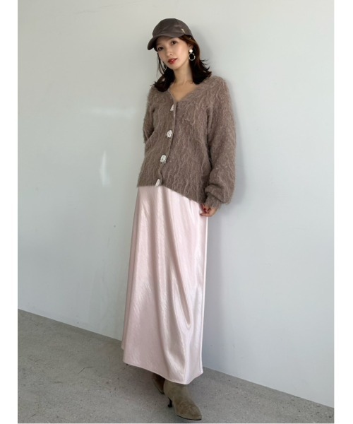 FRAY I.D（フレイアイディー）の「ハイウエストサテンナロースカート（スカート・レディース・ドット/ブラウン/ピンク・0/1）」の20枚目の写真