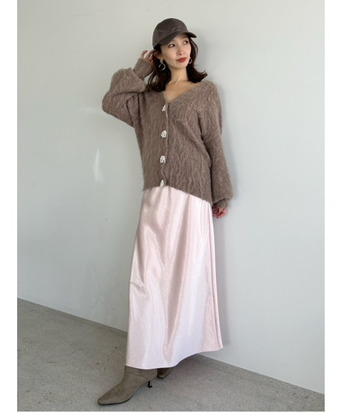 FRAY I.D（フレイアイディー）の「ハイウエストサテンナロースカート（スカート・レディース・ドット/ブラウン/ピンク・0/1）」の21枚目の写真