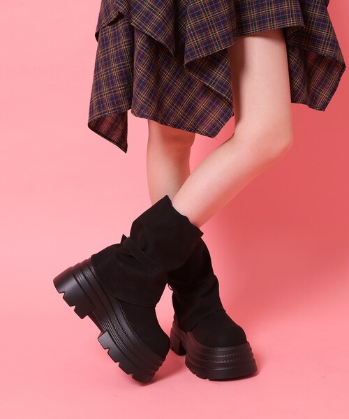 cs T&P(シーエスティーアンドピー)の「厚底カバーブーツ(ブーツ・レディース・ブラック/ダークブラウン・S/M/L/LL)」の3枚目の写真