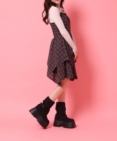 cs T&P(シーエスティーアンドピー)の「厚底カバーブーツ(ブーツ・レディース・ブラック/ダークブラウン・S/M/L/LL)」の5枚目の写真
