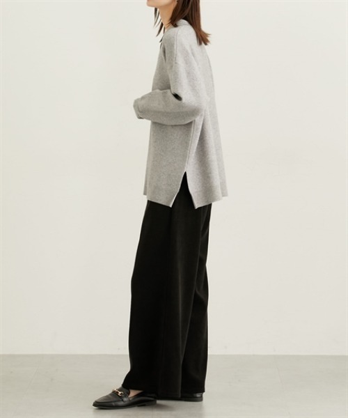 nissen（ニッセン）の「ポロカラースウエットライクセーター（長袖）（ニット/セーター・レディース・杢グレー/アイボリー/ブラック・S/M/L/LL）」の8枚目の写真