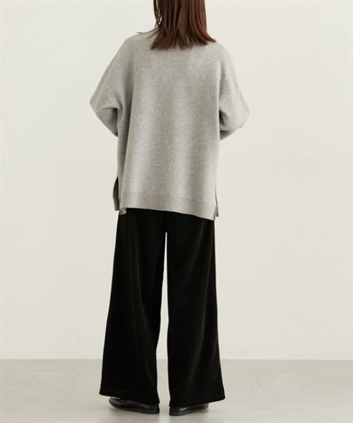 nissen（ニッセン）の「ポロカラースウエットライクセーター（長袖）（ニット/セーター・レディース・杢グレー/アイボリー/ブラック・S/M/L/LL）」の9枚目の写真