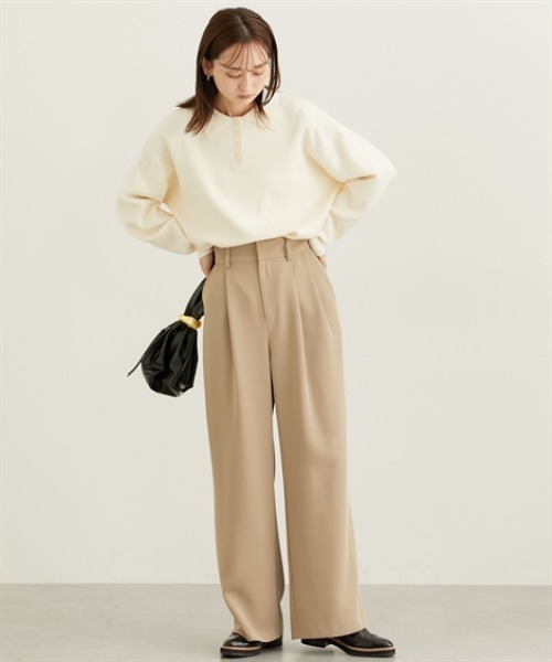 nissen（ニッセン）の「ポロカラースウエットライクセーター（長袖）（ニット/セーター・レディース・杢グレー/アイボリー/ブラック・S/M/L/LL）」の12枚目の写真