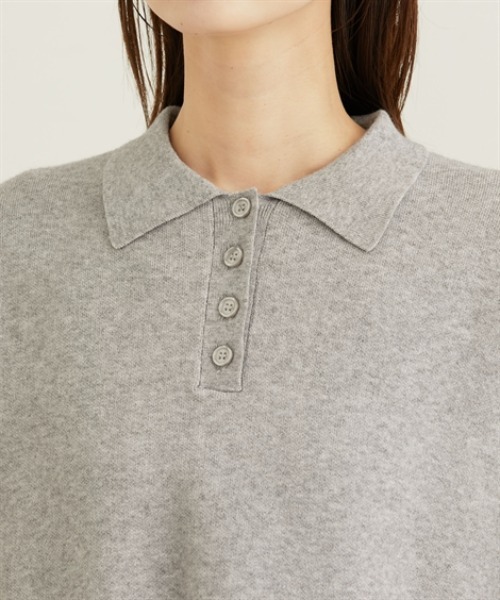 nissen（ニッセン）の「ポロカラースウエットライクセーター（長袖）（ニット/セーター・レディース・杢グレー/アイボリー/ブラック・S/M/L/LL）」の16枚目の写真