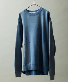 【DENIM DELIGHT DAYS】ダメージリメイククルーネックスウェット