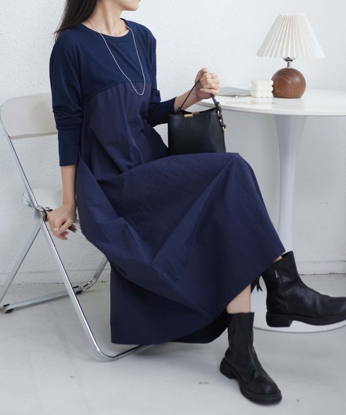 MAISON DE THERESE（メゾン ド テレーズ）の「ルーズシルエット切り替えロングワンピース（ワンピース・レディース・ブラック/グレー/ネイビー・FREE）」の3枚目の写真