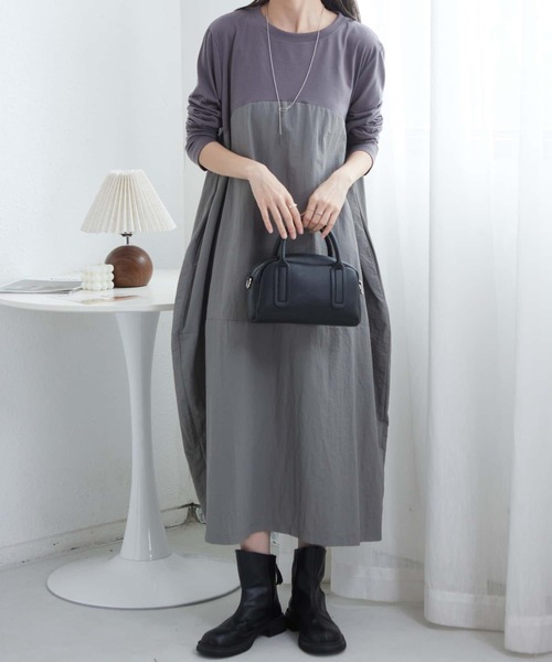 MAISON DE THERESE（メゾン ド テレーズ）の「ルーズシルエット切り替えロングワンピース（ワンピース・レディース・ブラック/グレー/ネイビー・FREE）」の5枚目の写真