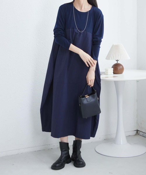 MAISON DE THERESE（メゾン ド テレーズ）の「ルーズシルエット切り替えロングワンピース（ワンピース・レディース・ブラック/グレー/ネイビー・FREE）」の7枚目の写真