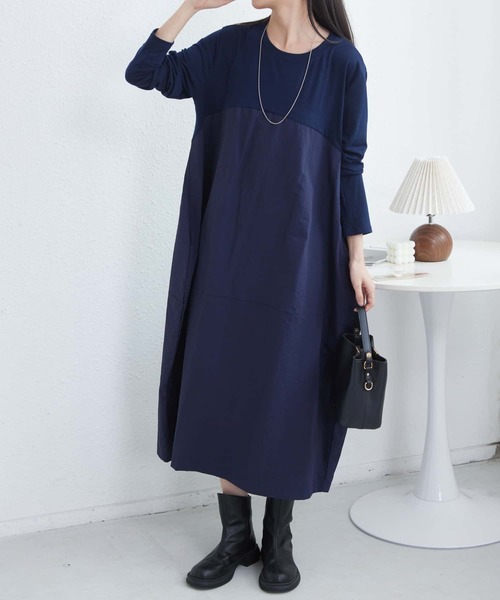 MAISON DE THERESE（メゾン ド テレーズ）の「ルーズシルエット切り替えロングワンピース（ワンピース・レディース・ブラック/グレー/ネイビー・FREE）」の8枚目の写真