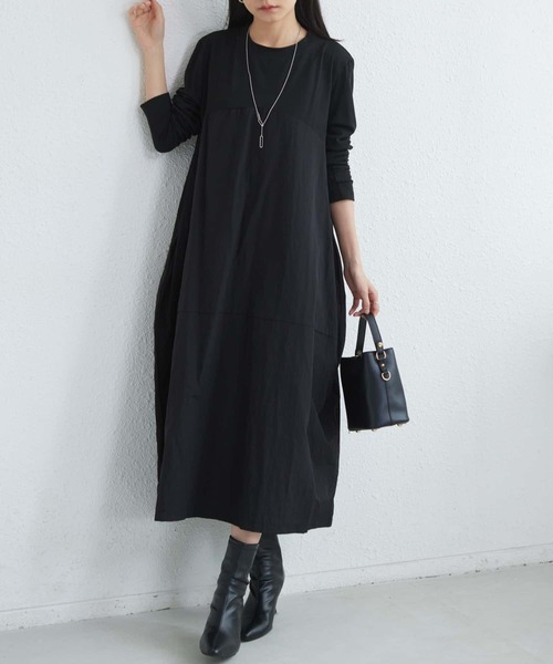 MAISON DE THERESE（メゾン ド テレーズ）の「ルーズシルエット切り替えロングワンピース（ワンピース・レディース・ブラック/グレー/ネイビー・FREE）」の9枚目の写真