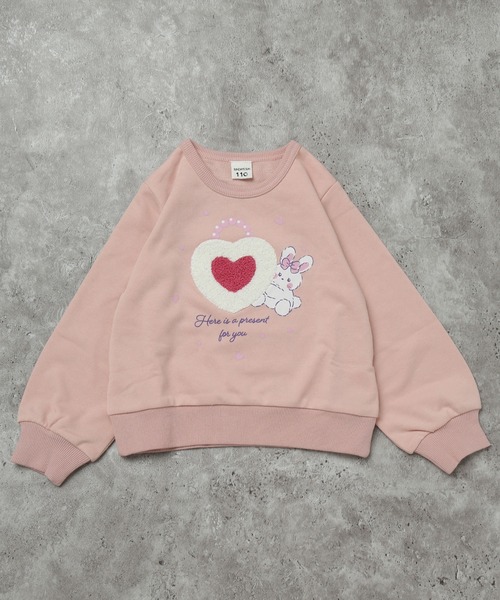 SUNDAYS SUN(サンデイズ サン)の「プリントトレーナー(うさぎ)(スウェット・キッズ・アイボリー/ライトピンク・120/110/100/90/80/130)」の2枚目の写真