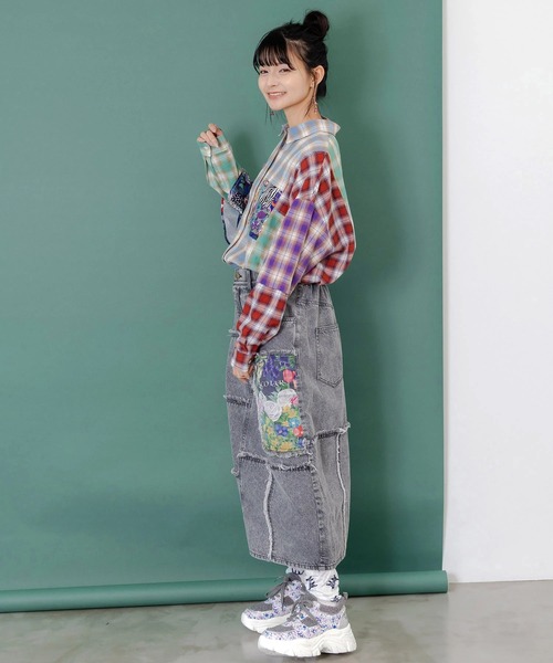 ScoLar（スカラー）の「ScoLar/スカラー　パッチワークチェックシャツ（シャツ/ブラウス・レディース・ブルー・FREE）」の10枚目の写真