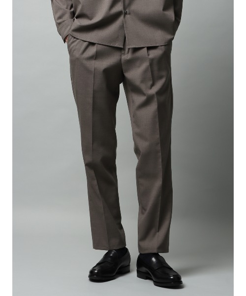 SUIT SQUARE(スーツスクエア)の「タックイージーパンツ ストレッチ ウールポリエステル トロピカル 無地 裾上げ済み(スラックス・メンズ・チャコールグレー/ブラウン・LL/L/M/S)」の1枚目の写真