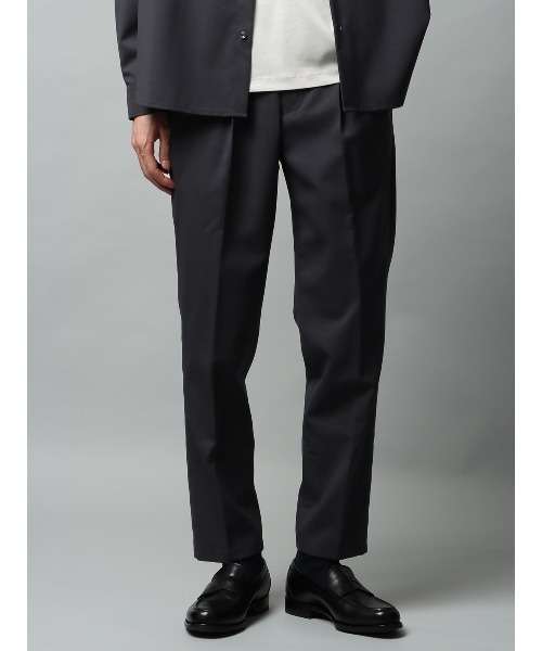 SUIT SQUARE(スーツスクエア)の「タックイージーパンツ ストレッチ ウールポリエステル トロピカル 無地 裾上げ済み(スラックス・メンズ・チャコールグレー/ブラウン・LL/L/M/S)」の2枚目の写真