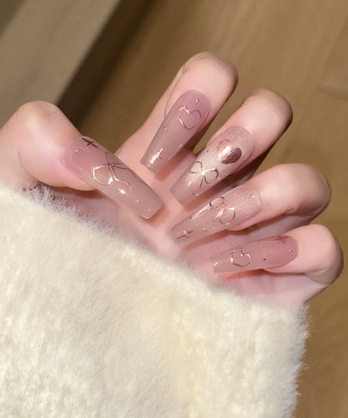 リボン ドリーム ミラー コフィン ネイルチップ（ネイルシール/ネイル