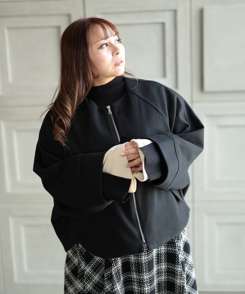 Ruwan yu（ルワンユー）の「ノーカラーショートコート【大きいサイズ対応】（ノーカラージャケット・レディース・ブラック・L/LL/3L/4L）」の18枚目の写真