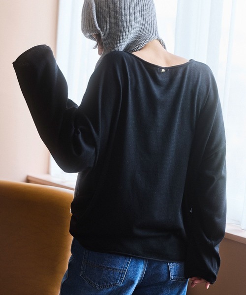 BAYFLOW（ベイフロー）の「ニットマフラーフライトハット（ハット・レディース・ブラック/グレー・FREE）」の5枚目の写真